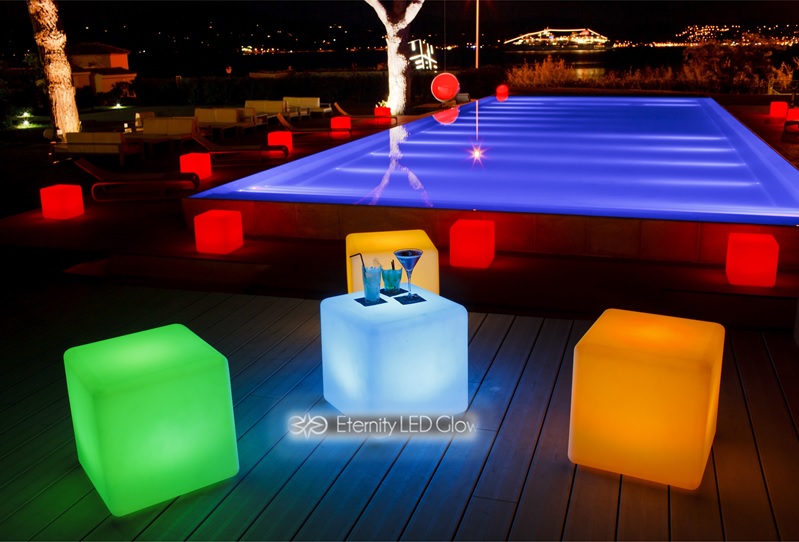 led cube seat swimming pool